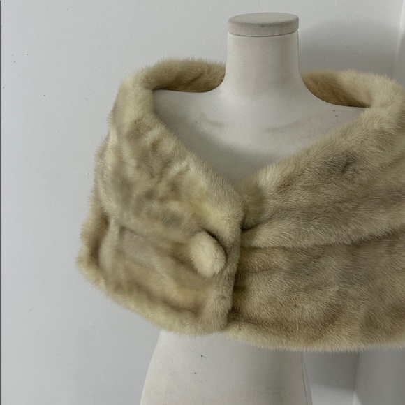 Vintage 40s Genuine Blonde Mink Shoulder Stole One Size - Picture 2 of 6